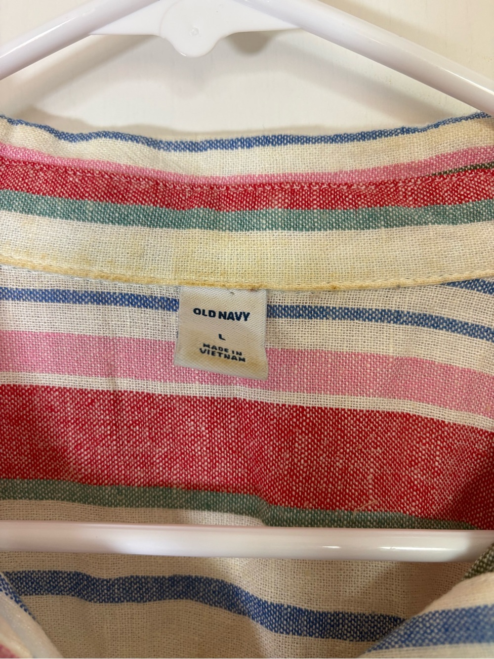 Old Navy Women'S Linen-Blend Striped Shirt Dress in‎ Multicolor Stripe Size L - Picture 5 of 8